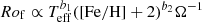 $$ \begin{aligned} Ro_{\rm f}\propto T_{\rm eff}^{b_1}(\mathrm{[Fe/H]}+2)^{b_2}\Omega ^{-1} \end{aligned} $$