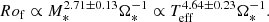$$ \begin{aligned} Ro_{\rm f}\propto M_*^{2.71\pm 0.13}\Omega _*^{-1}\propto T_{\rm eff}^{4.64\pm 0.23}\Omega _*^{-1}. \end{aligned} $$