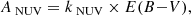 $$ \begin{aligned} A_{\text{ NUV}} = k_{\text{ NUV}} \times E(B{-}V) ,\end{aligned} $$