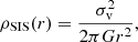 $$ \begin{aligned} \rho _{\mathrm{SIS} }(r) = \frac{\sigma _{\rm v}^2}{2\pi Gr^2}, \end{aligned} $$