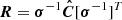 $ \boldsymbol{R} = \boldsymbol{\sigma}^{-1}\boldsymbol{\hat{C}}[\boldsymbol{\sigma}^{-1}]^T $