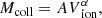 $$ \begin{aligned} M_{\rm coll}=A V_{\text{ ion}}^{\alpha } ,\end{aligned} $$