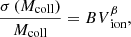 $$ \begin{aligned} \frac{\sigma \left( M_{\rm coll}\right)}{M_{\rm coll}} =B V_{\text{ ion}}^{\beta } ,\end{aligned} $$