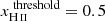 $ x_{{\mathrm{H}\,\textsc{ii}}}^{\text{ threshold}} = 0.5 $