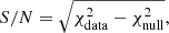 $$ \begin{aligned} S/N = \sqrt{\chi ^2_{\rm data} - \chi ^2_{\rm null}}, \end{aligned} $$