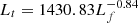 $ L_{t}=1430.83L_{f}^{-0.84} $