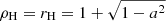 $ \rho_{\mathrm{H}}=r_{\mathrm{H}}=1+\sqrt{1-a^2} $