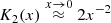 $ K_2(x)\stackrel{x\to0}\approx2x^{-2} $