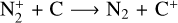 ${\rm{N}}_{\rm{2}}^{\rm{ + }} + {\rm{C}} \to {{\rm{N}}_2} + {{\rm{C}}^ + }$
