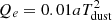 $ Q_e = 0.01 a T^{2}_{\mathrm{dust}} $