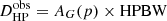 $ D_{\mathrm{HP}}^{\mathrm{obs}} = A_G(p) \times \mathrm{HPBW} $