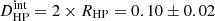 $ D_{\mathrm{HP}}^{\mathrm{int}} = 2 \times R_{\mathrm{HP}} = 0.10 \pm 0.02 $
