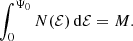 $$ \begin{aligned} \int _0^{\Psi _0} N({\mathcal{E} })\,\mathrm{d}{\mathcal{E} } = M. \end{aligned} $$