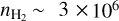 ${n_{{{\rm{H}}_2}}} = 3 \times {10^6}$