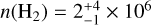 $n\left( {{{\rm{H}}_2}} \right) = 2_{ - 1}^{ + 4} \times {10^6}$