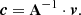 $$ \begin{aligned} \boldsymbol{c}=\mathbf A ^{-1}\cdot \boldsymbol{v}. \end{aligned} $$