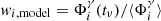 $ {\it w}_{i,\mathrm{model}} = \Phi^\gamma_i(t_\nu) / \langle\Phi^\gamma_i\rangle $