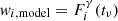 $ {\it w}_{i,\mathrm{model}} = F^\gamma_i(t_\nu) $