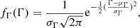 $$ \begin{aligned} f_\Gamma (\Gamma ) = \frac{1}{\sigma _\Gamma \sqrt{2 \pi }} \mathrm{e}^{-\frac{1}{2}(\frac{\Gamma - \mu _\Gamma }{\sigma _\Gamma })^2}, \end{aligned} $$