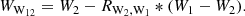 $$ \begin{aligned} W_{\rm W_{12} } = W_2 - R_{\mathrm{W_2, W_1} } * (W_1 - W_2). \end{aligned} $$