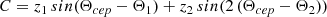 $$ \begin{aligned} C=z_{1}\,sin(\Theta _{cep}-\Theta _{1})+z_{2}\,sin(2\,(\Theta _{cep}-\Theta _{2})) \end{aligned} $$