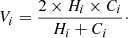 $$ \begin{aligned} V_i = \frac{2 \times H_i \times C_i}{H_i + C_i}\cdot \end{aligned} $$