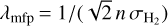 ${\lambda _{{\rm{mfp}}}} = 1/\left( {\sqrt 2 n{\sigma _{{{\rm{H}}_2}}}} \right)$