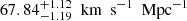 $ 67.84^{+ 1.12}_{-1.19}{\ \text{ km}\ \text{ s}^{-1}\ \text{ Mpc}^{-1}} $
