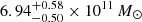 $ 6.94_{-0.50}^{+0.58}\times 10^{11}\,M_{\odot} $