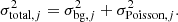 $$ \begin{aligned} \sigma _{\mathrm{total,} j}^2 = \sigma _{\mathrm{bg,}j}^2 + \sigma _{\mathrm{Poisson,}j}^2. \end{aligned} $$
