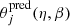 $ \theta_j^{\rm pred}(\eta, \beta) $