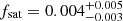 $ f_{\mathrm{sat}}=0.004^{+0.005}_{-0.003} $