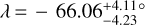 $\lambda = - 66.06_{ - 4.23}^{ + 4.11 \circ }$