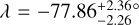 $\lambda = - 77.86_{ - 2.26}^{ + 2.36 \circ }$