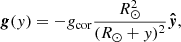 $$ \begin{aligned} \boldsymbol{g}(y) = - g_\text{cor} \frac{R_\odot ^2}{(R_\odot +y)^2} \boldsymbol{\hat{y}}, \end{aligned} $$