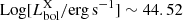 $ \mathrm{Log}[L_{\mathrm{bol}}^{\mathrm{X}}/\mathrm{erg\,s^{-1}}] \sim 44.52 $