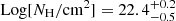$ \mathrm{Log}[N_{\mathrm{H}}/\mathrm{cm^{2}}] = 22.4^{+0.2}_{-0.5} $