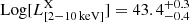 $ \mathrm{Log}[L_\mathrm{[2{-}10\,keV]}^{\mathrm{X}}] = 43.4^{+0.3}_{-0.4} $