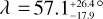 $\lambda = 57.1_{ - 17.9}^{ + 26.4}^\circ $