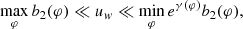 $$ \begin{aligned} \max _\varphi b_2(\varphi )\ll u_{w}\ll \min _\varphi e^{\gamma (\varphi )}b_2(\varphi ), \end{aligned} $$
