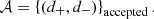 $$ \begin{aligned} \mathcal{A} =\left\{ (d_+,d_-)\right\} _{\rm accepted}. \end{aligned} $$