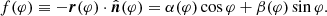 $$ \begin{aligned} f(\varphi )\equiv -\boldsymbol{r}(\varphi )\cdot \hat{\boldsymbol{n}}(\varphi ) =\alpha (\varphi )\cos {\varphi }+\beta (\varphi )\sin {\varphi }. \end{aligned} $$