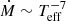 $ \dot{M} \sim {T}_{\mathrm{eff}}^{-7} $