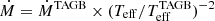 $ \dot{M} = \dot{M}^{\mathrm{TAGB}} \times ({T}_{\mathrm{eff}}/{T}_{\mathrm{eff}}^{\mathrm{TAGB}})^{-2} $