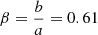 $ \beta =\frac{b}{a} = 0.61 $