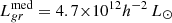 $ L_{gr}^{\mathrm{med}} = 4.7 {\times}10^{12} h^{-2}\,L_{\odot} $