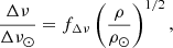 $$ \begin{aligned}&\frac{\Delta \nu }{\Delta \nu _{\odot }} = f_{\Delta \nu }\left(\frac{\rho }{\rho _{\odot }}\right)^{1/2},\end{aligned} $$
