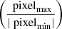 $ \left(\frac{\text{ pixel}_{\text{max}}}{|\text{ pixel}_{\text{min}}|}\right) $