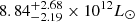 $ 8.84^{+2.68}_{-2.19}\times 10^{12} L_{\odot} $