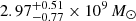 $ 2.97^{+0.51}_{-0.77}\times10^{9}\,M_{\odot} $